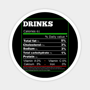 Funny Drinks Nutrition Facts Label Thanksgiving Dinner Magnet